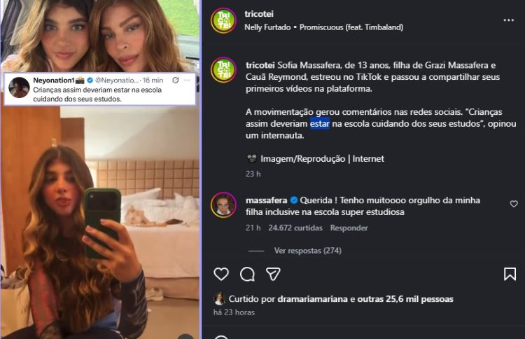 Grazi Massafera rebate comentário sobre a filha