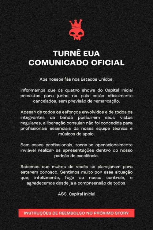 Cancelamento da turnê do Capital Inicial