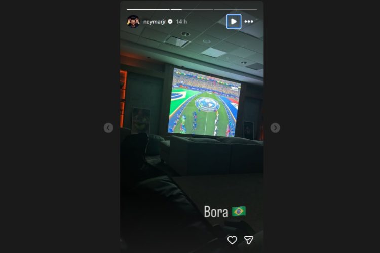 stories de neymar assistindo jogo do brasil contra haiti deitado