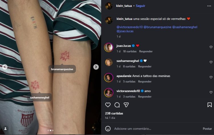 Tatuagens de Bruna  Marquezine e Sasha Meneghel
