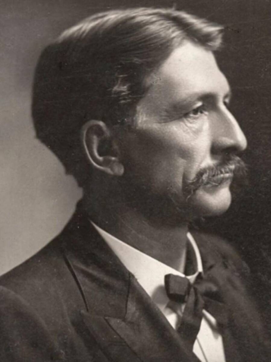 Imagem em preto e branco mostra Eurico Nelson com rosto de homem branco cabelo lisos castanhos bigode grande e terno -O sueco-americano e a fundação da Igreja Batista em Porto Velho