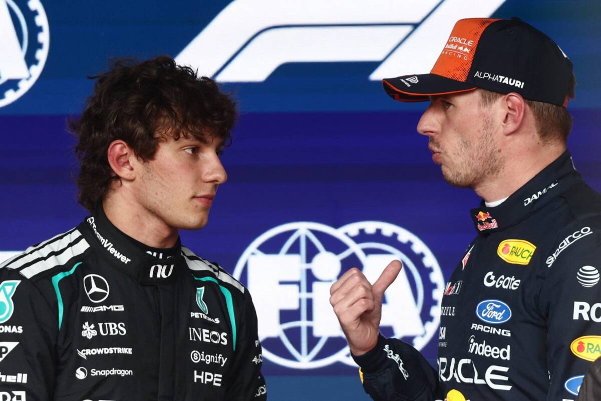 Antonelli e Verstappen dividem primeira fila do grid no GP da Bélgica