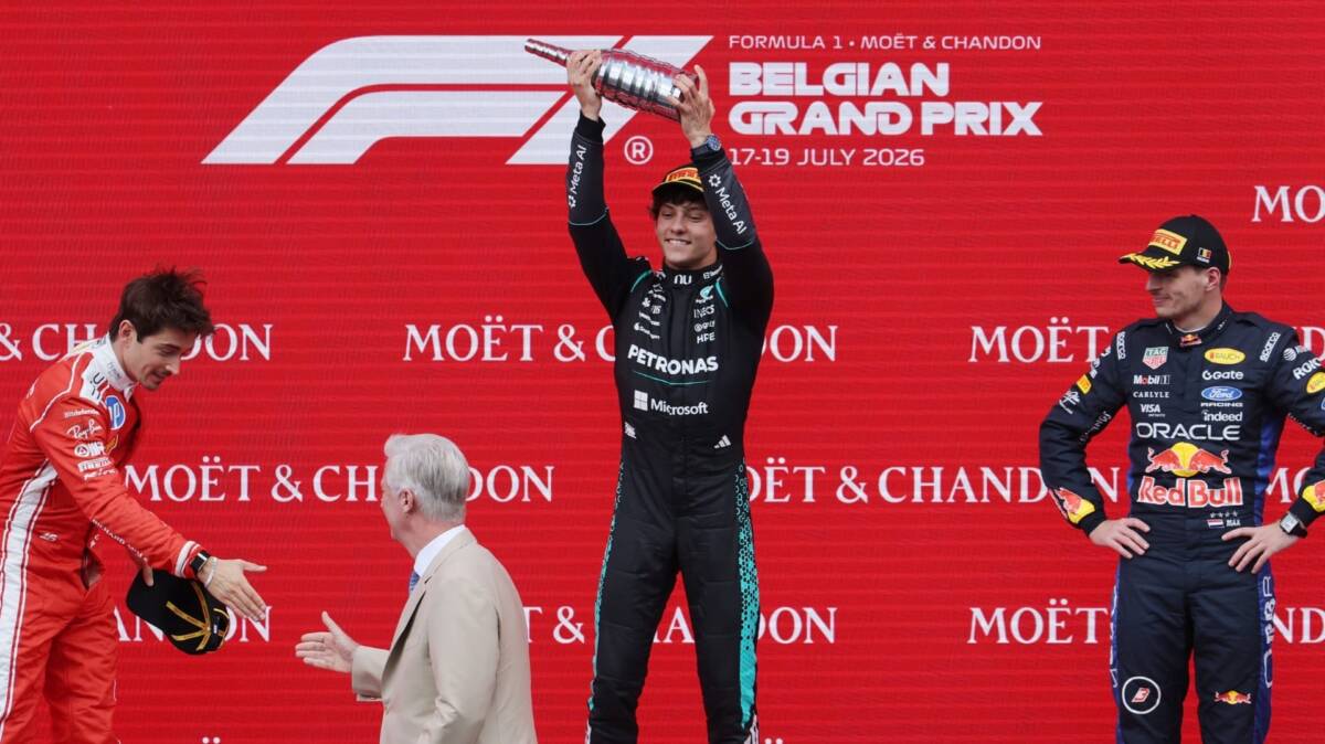 Antonelli, Leclerc e Verstappen formam o pódio do GP da Bélgica