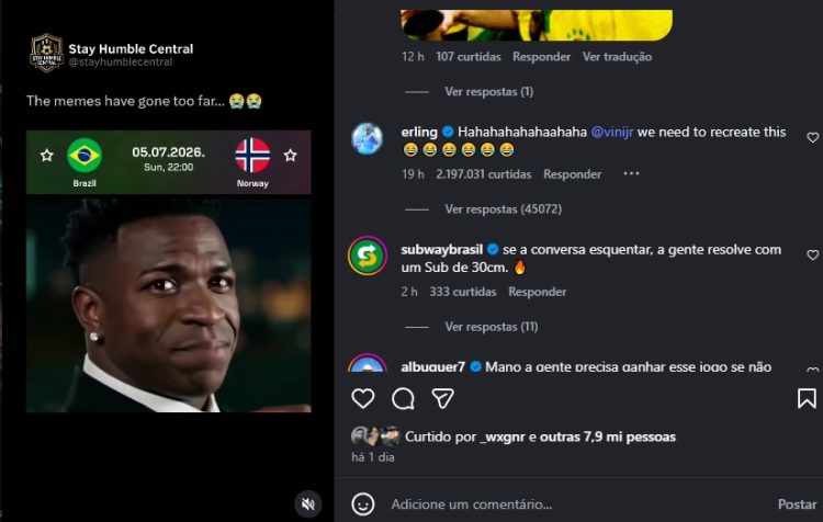 Haaland comenta meme