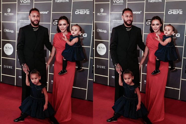 Neymar e Bruna Biancardi com as filhas