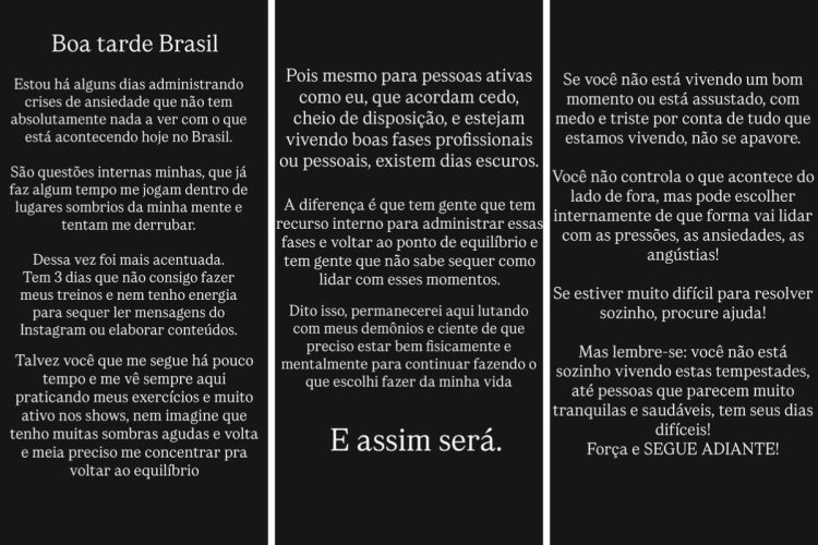 Tico Santa Cruz expõe crises de ansiedade